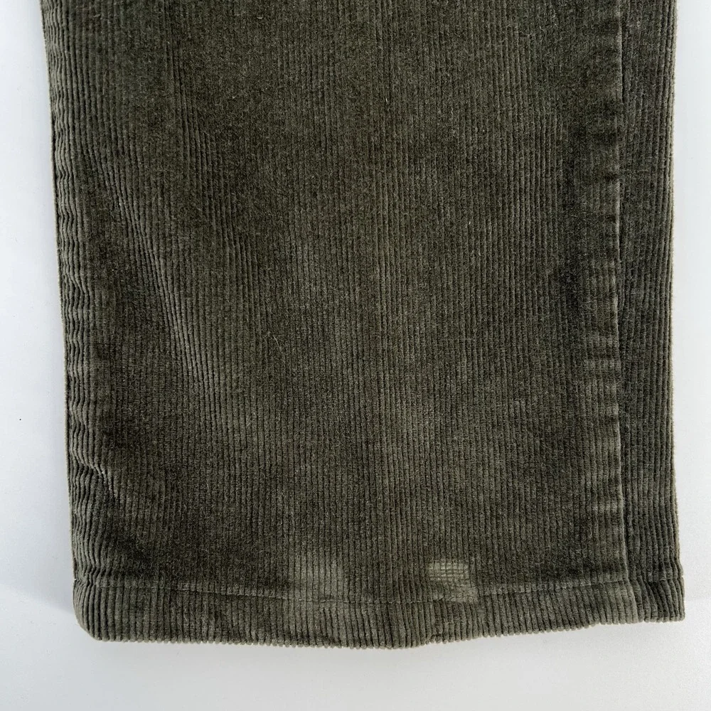 Jos A Bank Corduroy Pants Mens 35 x 32 Flat Front Straight Leg Khaki Green